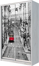 Шкаф-купе 2-х дверный с фотопечатью Лондон, трамвай 2200 1500 420